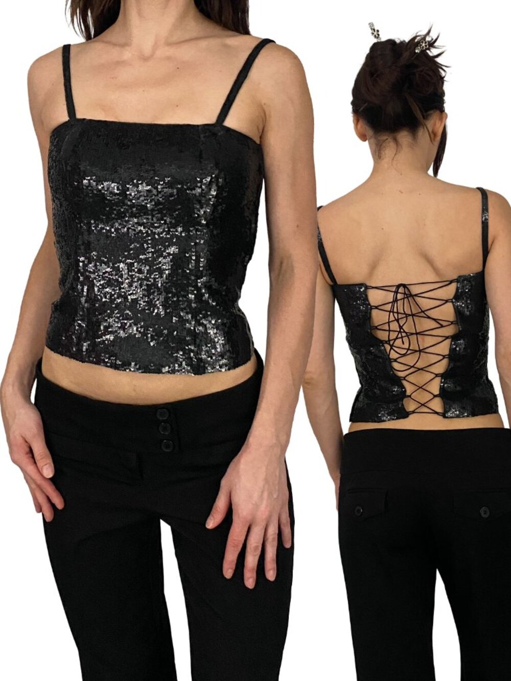 Black Sequin Luxury Corset Top